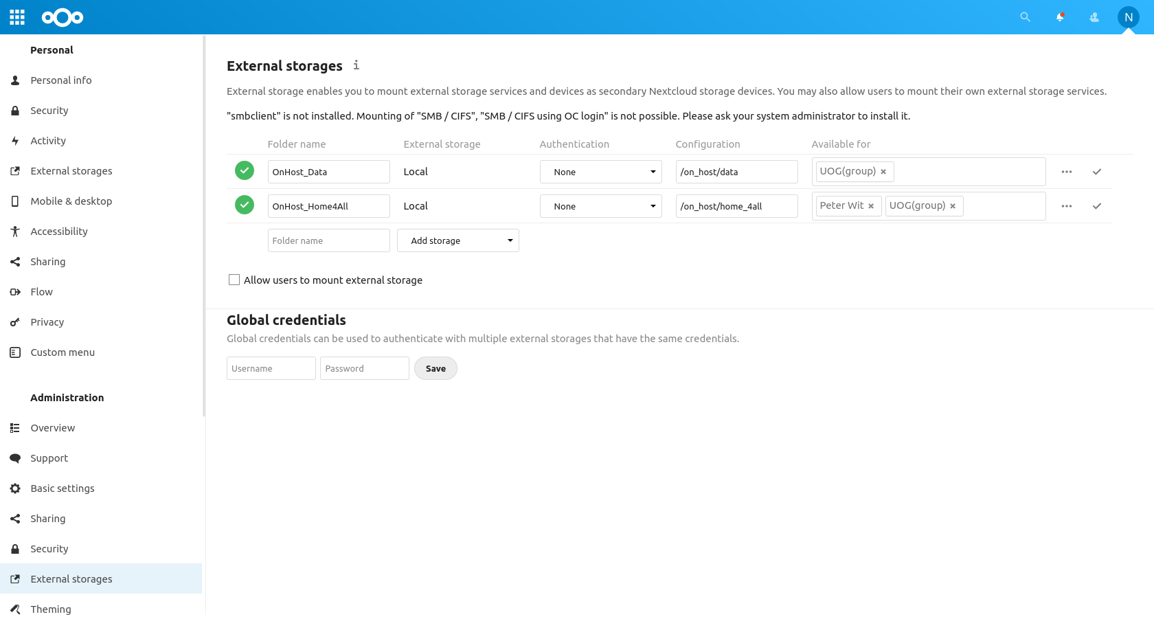 external configuration